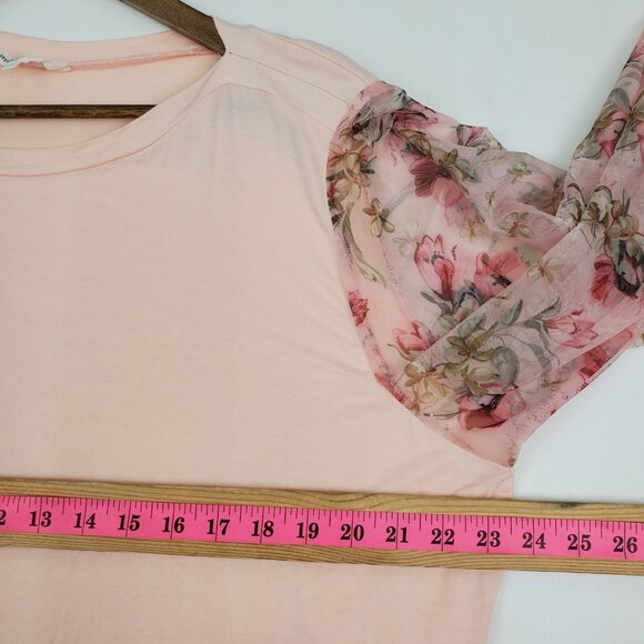 Amaryllis Womens Floral Boho Blouse Top 2X Peach Spring Pastel Fairy Feminine - Picture 12 of 13